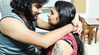 Wife and husband first time sex and it happens in kitchen and sofa sex while no one in home