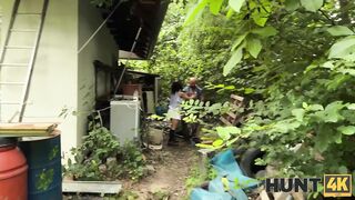 HUNT4K. Naughty chick fucked a stranger in front of her family